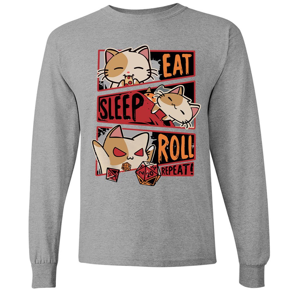 Eat Sleep Roll Repeat Long Sleeve T-Shirt - Graphite Heather - 6