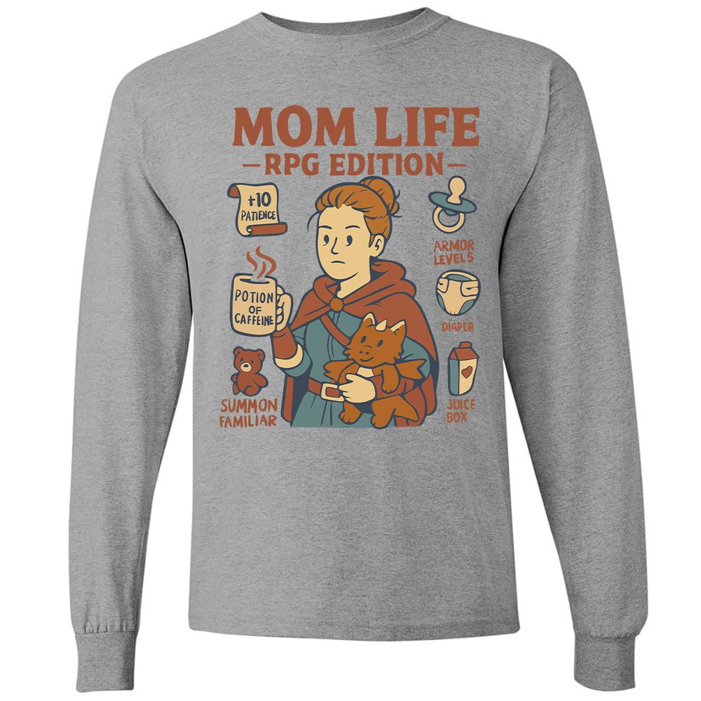 Mom Life RPG Edition Long Sleeve T-Shirt - Graphite Heather - 6