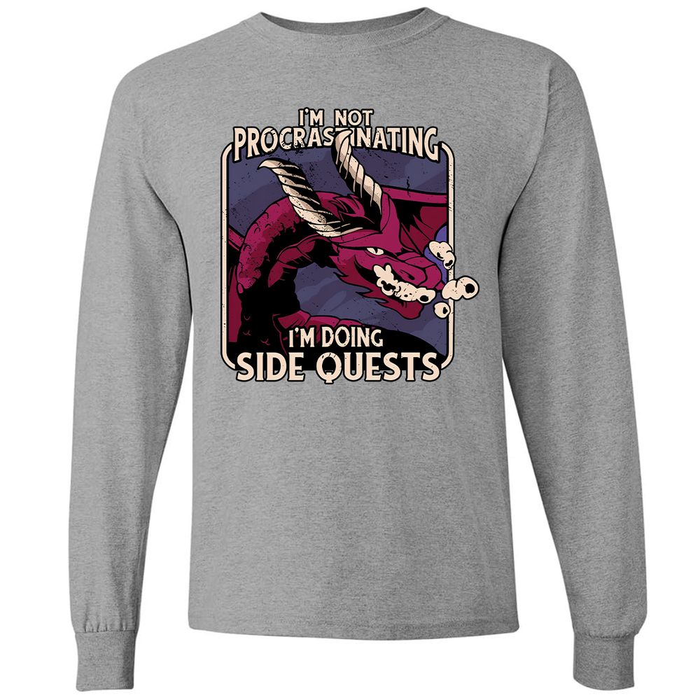 Doing Side Quests Long Sleeve T-Shirt - Graphite Heather - 6