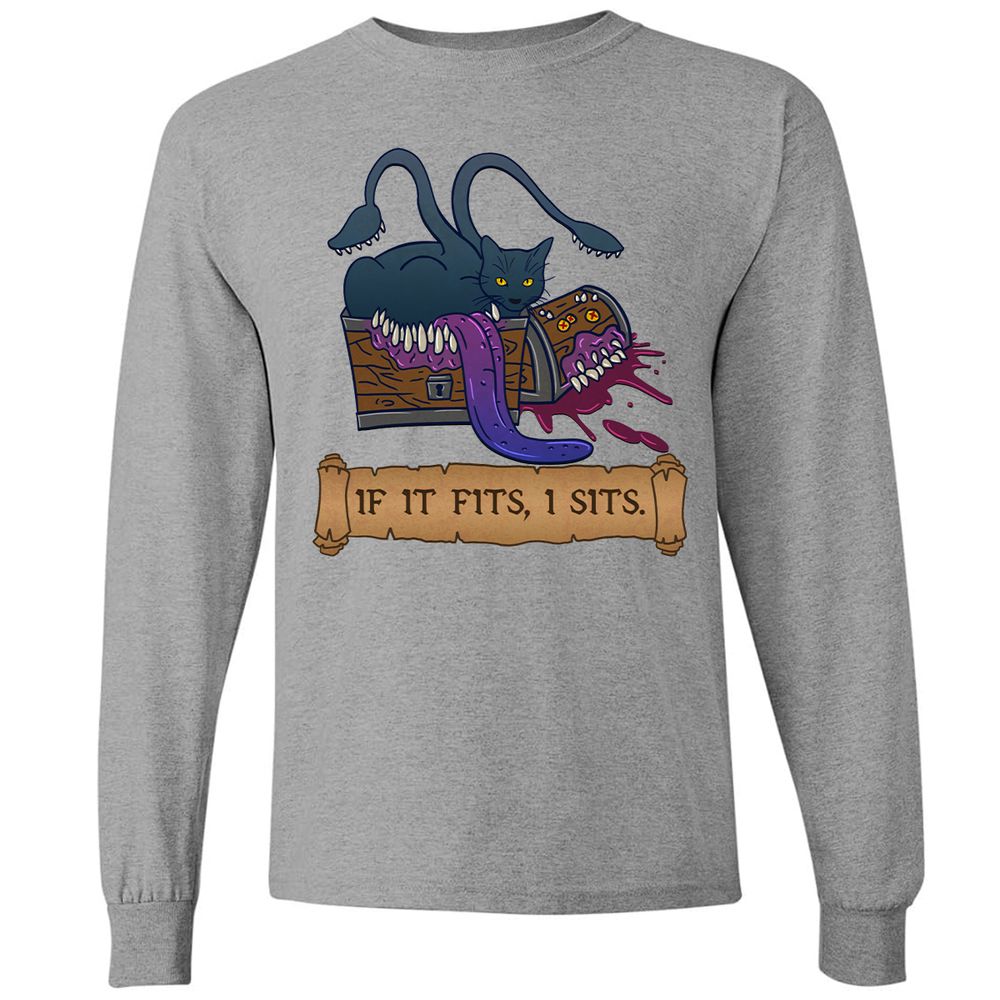 If It Fits I Sits Long Sleeve T-Shirt - Graphite Heather - 6