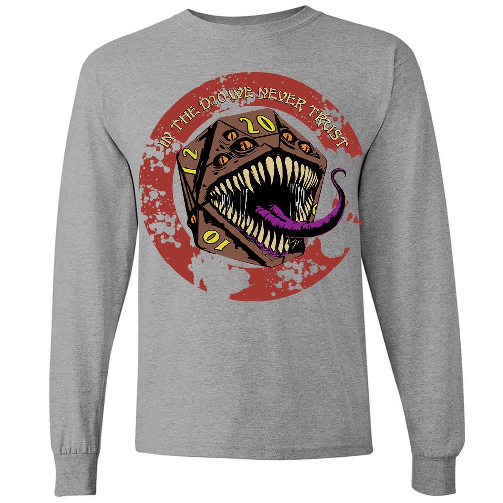 In The D20 We Never Trust Long Sleeve T-Shirt - Graphite Heather - 6