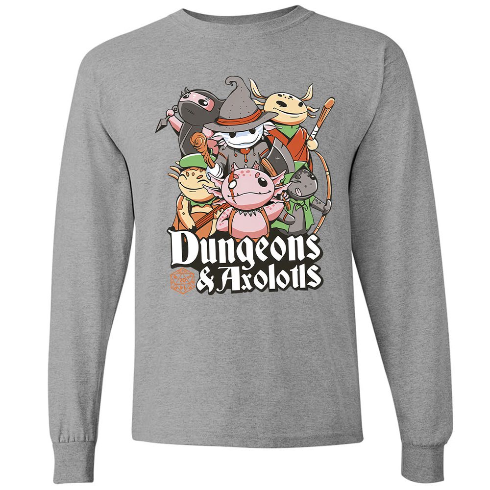 Dungeons And Axolotls Long Sleeve T-Shirt - Graphite Heather - 6