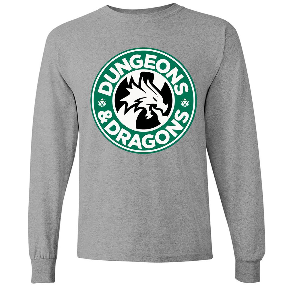 D&D Coffee Long Sleeve T-Shirt - Graphite Heather - 6