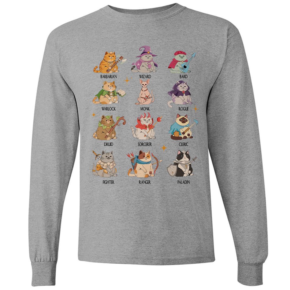 Dungeons And Cats Long Sleeve T-Shirt - Graphite Heather - 6