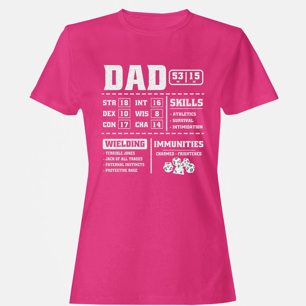 Dad Stat Block 2 Women's T-Shirt - Heliconia - 6