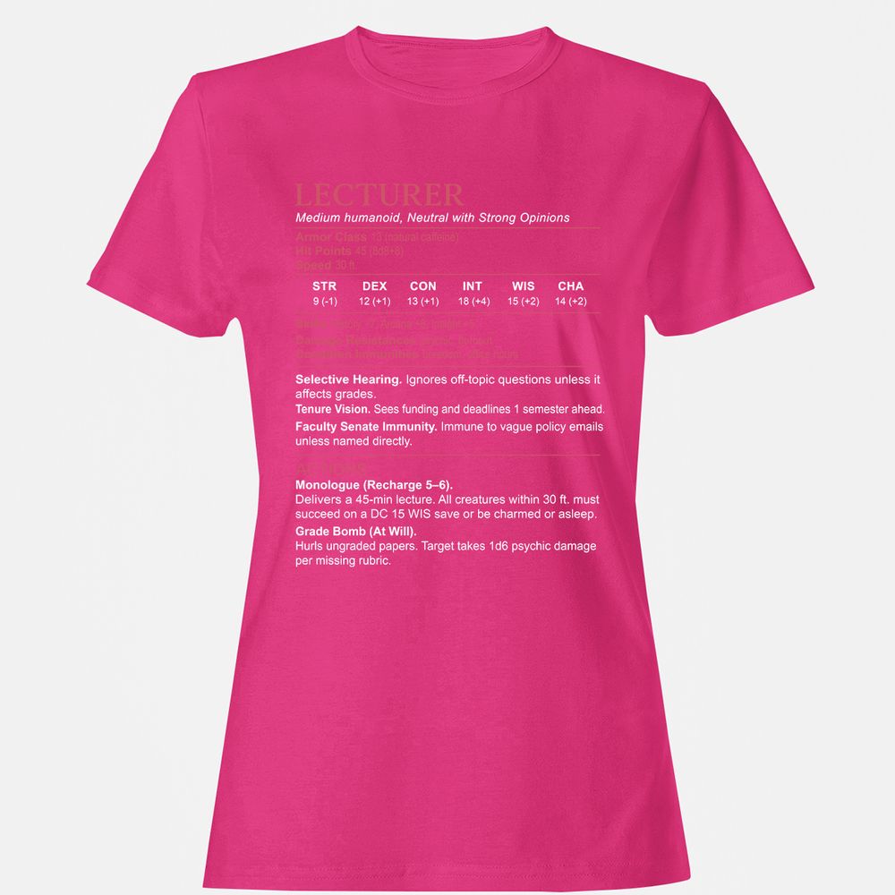 Lecturer Stats Women's T-Shirt - Heliconia - 6