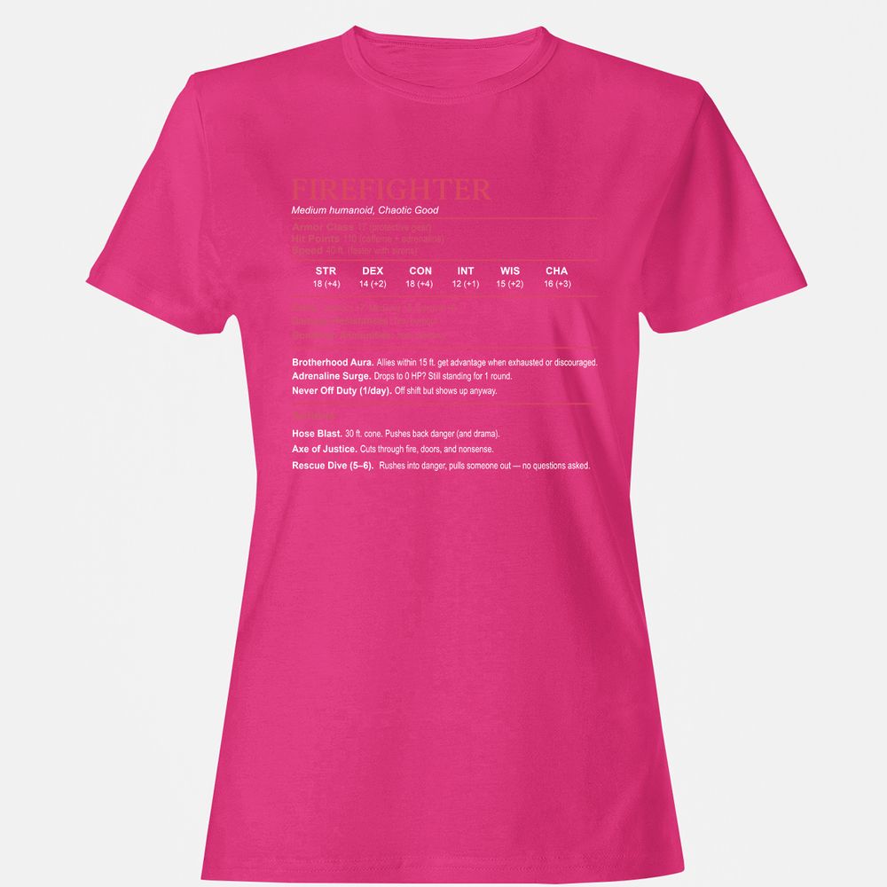 Firefighter Stats Women's T-Shirt - Heliconia - 6
