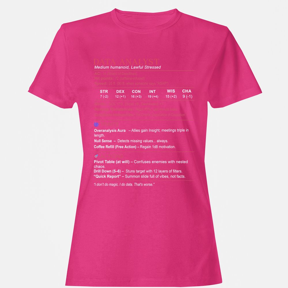 Data Analyst Stats Women's T-Shirt - Heliconia - 6