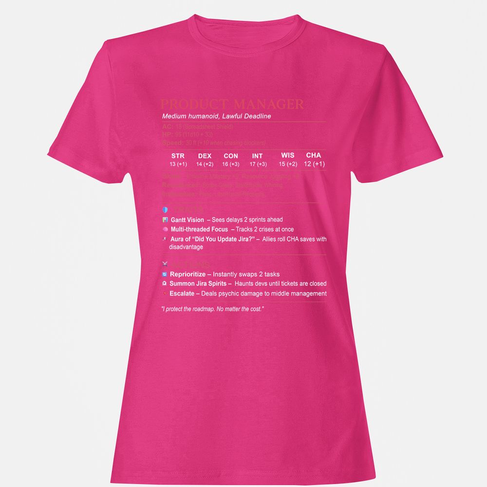 Product Manager Stats (PM) Women's T-Shirt - Heliconia - 6
