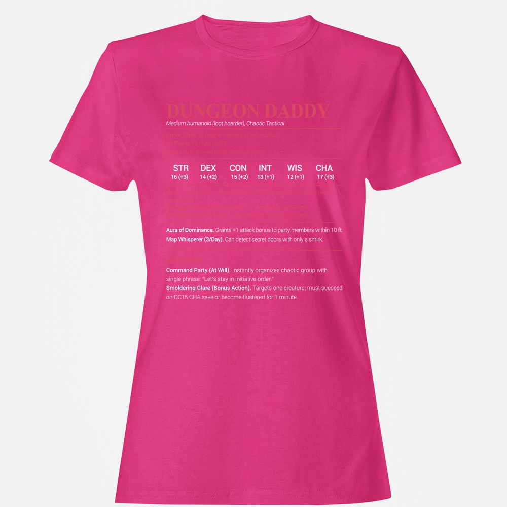 Dungeon Daddy Stats Women's T-Shirt - Heliconia - 6