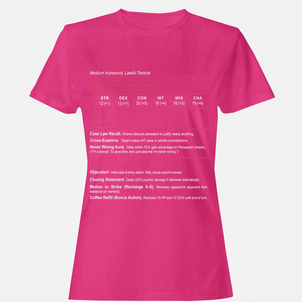Attorney Women's T-Shirt - Heliconia - 6