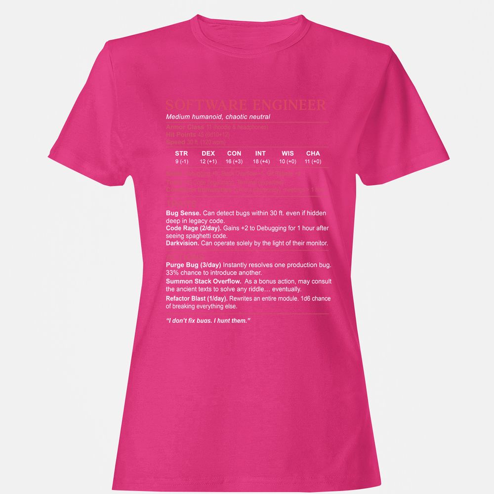 Software Engineer Stats Women's T-Shirt - Heliconia - 6