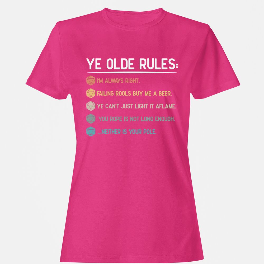 Dungeon Master Rules – Ye Olde RPG Women's T-Shirt - Heliconia - 6