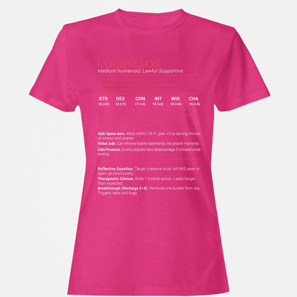 Counselor Stats Women's T-Shirt - Heliconia - 6