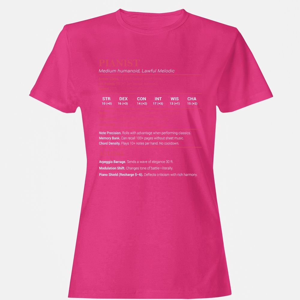 Pianist Stats Women's T-Shirt - Heliconia - 6