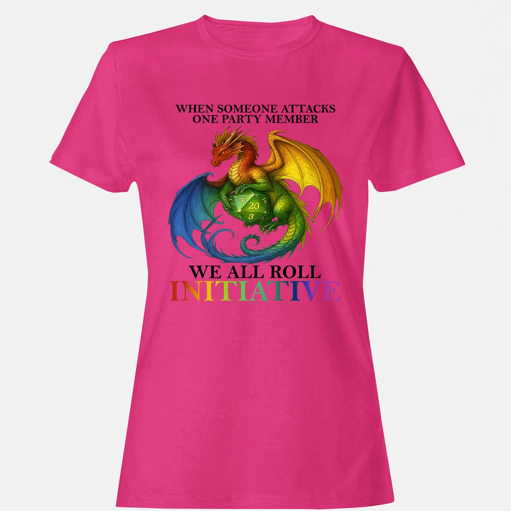 Dragon We All Roll For Initiative Women's T-Shirt - Heliconia - 6