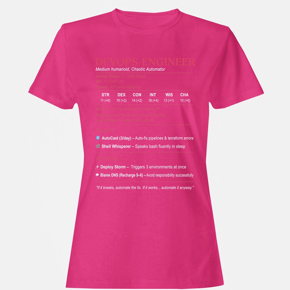 DevOps Engineer Stats Women's T-Shirt - Heliconia - 6
