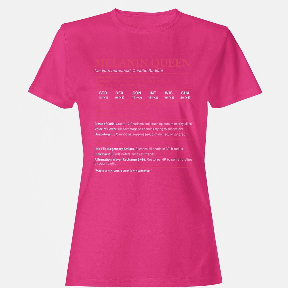Melanin Queen Stats Women's T-Shirt - Heliconia - 6
