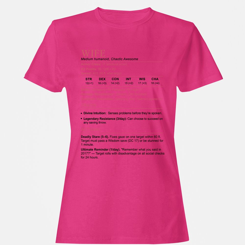 Wife Stats 2 Women's T-Shirt - Heliconia - 6