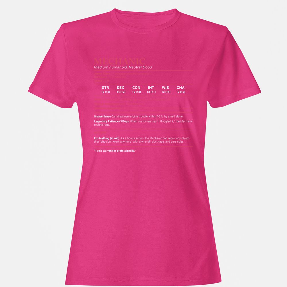 Mechanic Stats Women's T-Shirt - Heliconia - 6