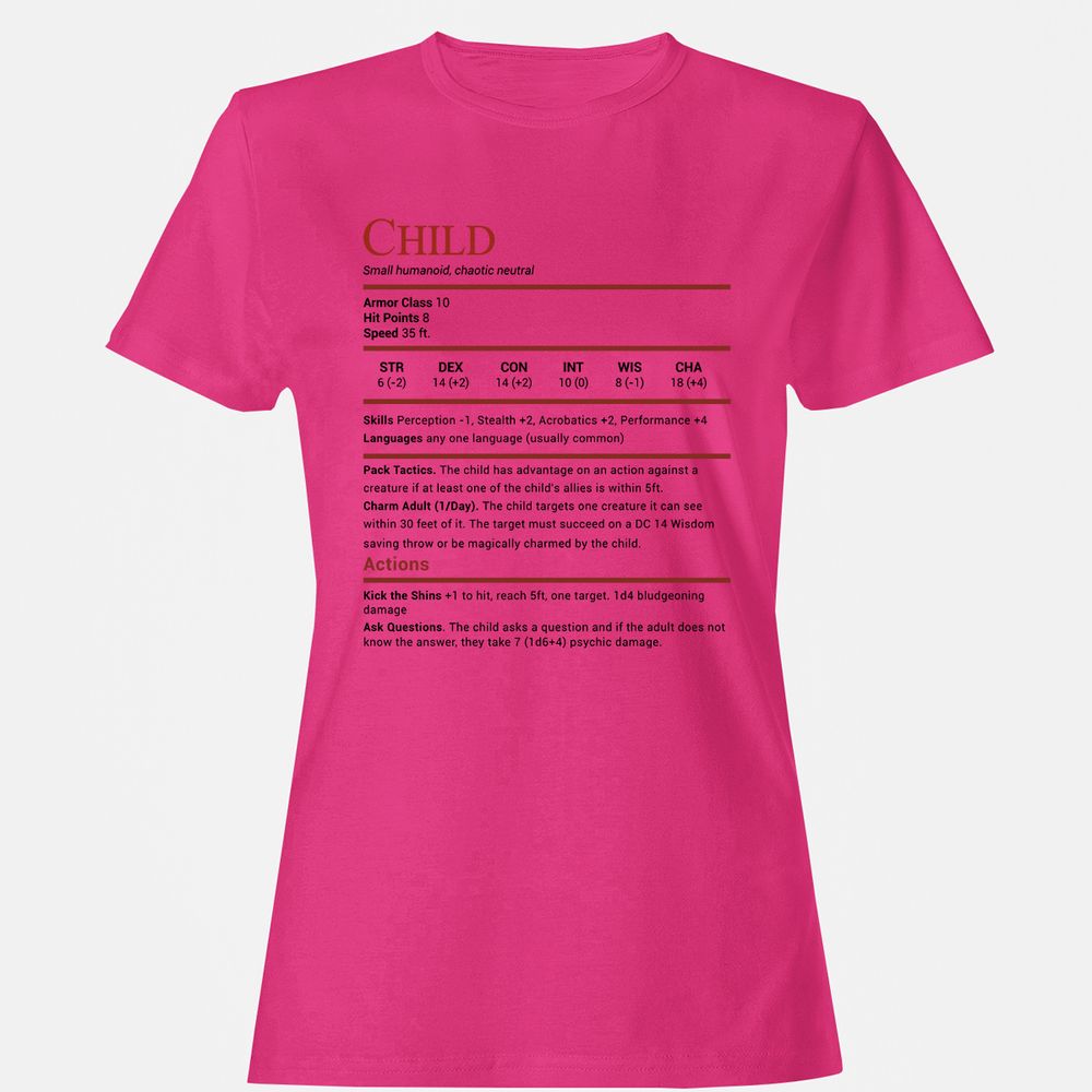 Child Stats Women's T-Shirt - Heliconia - 6