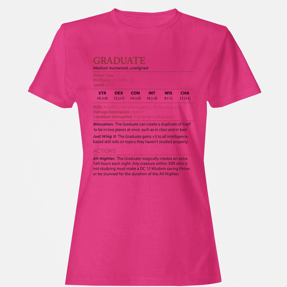 Graduate Stats Women's T-Shirt - Heliconia - 6