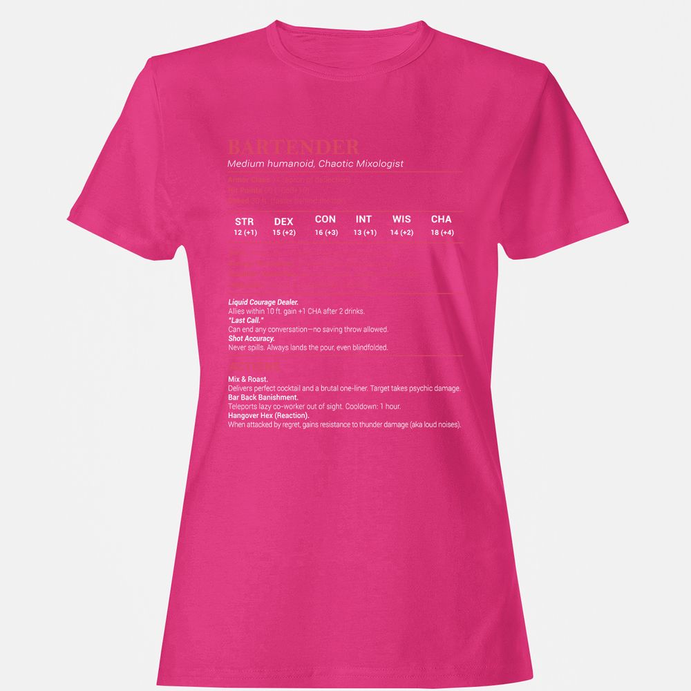 Bartender Stats Women's T-Shirt - Heliconia - 6