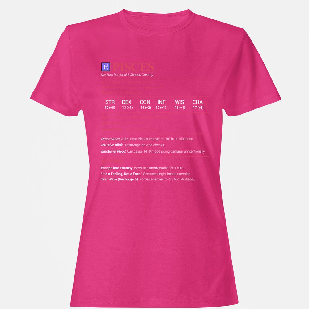 Pisces Stats Women's T-Shirt - Heliconia - 6