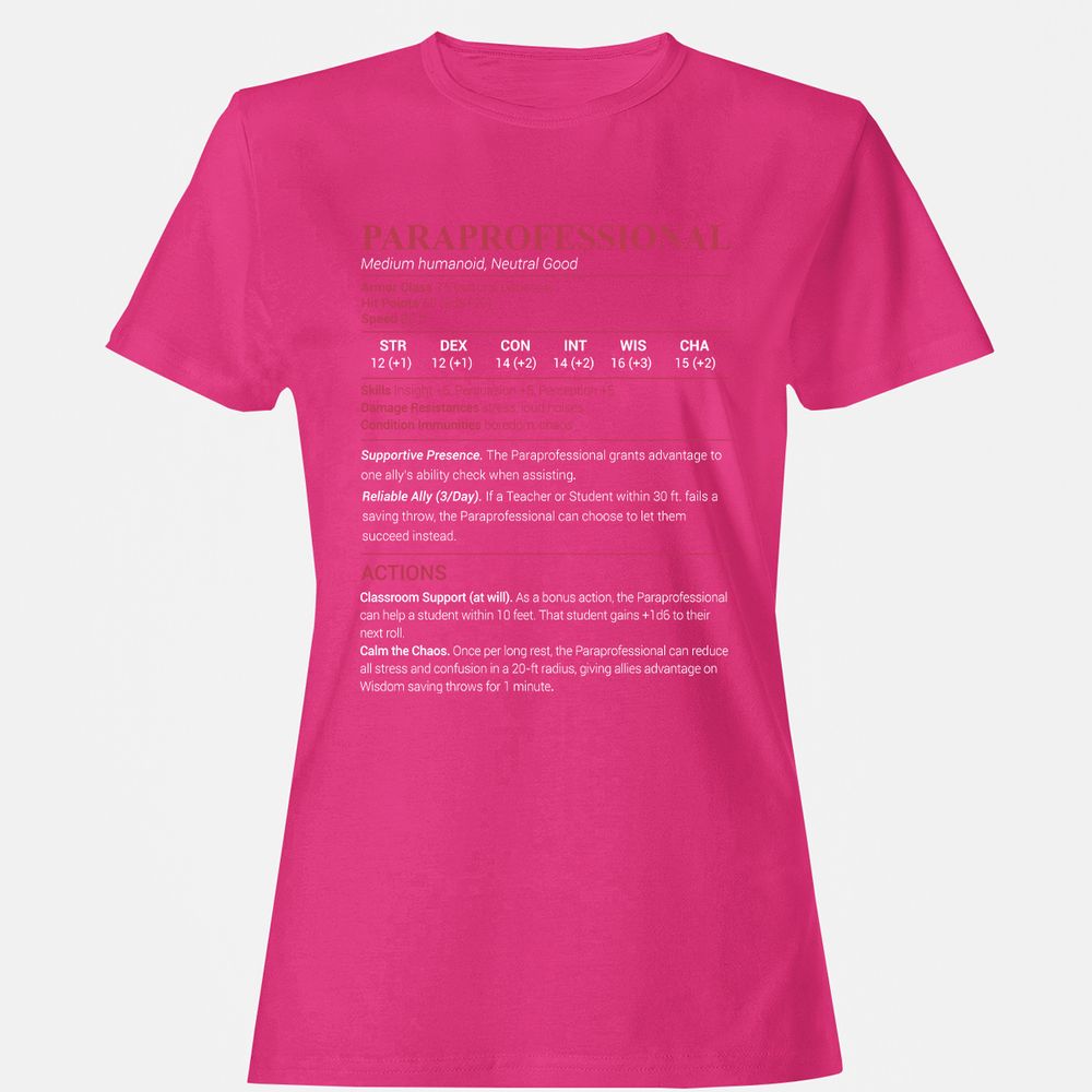 Paraprofessional Women's T-Shirt - Heliconia - 6
