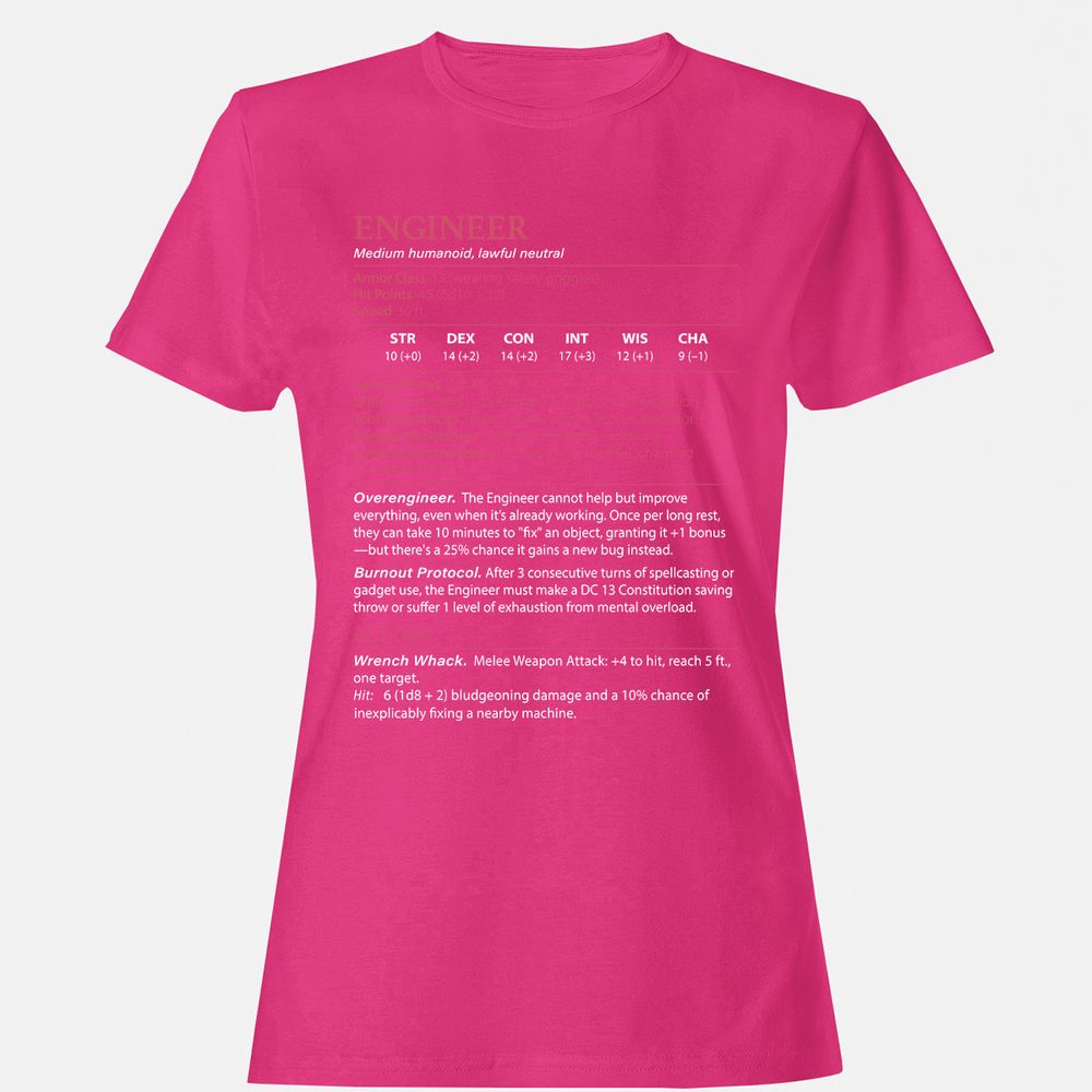 Engineer Stats Women's T-Shirt - Heliconia - 6