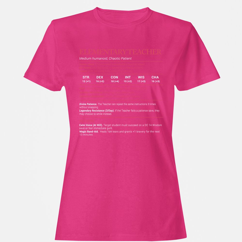 Elementary Teacher Stats Women's T-Shirt - Heliconia - 6