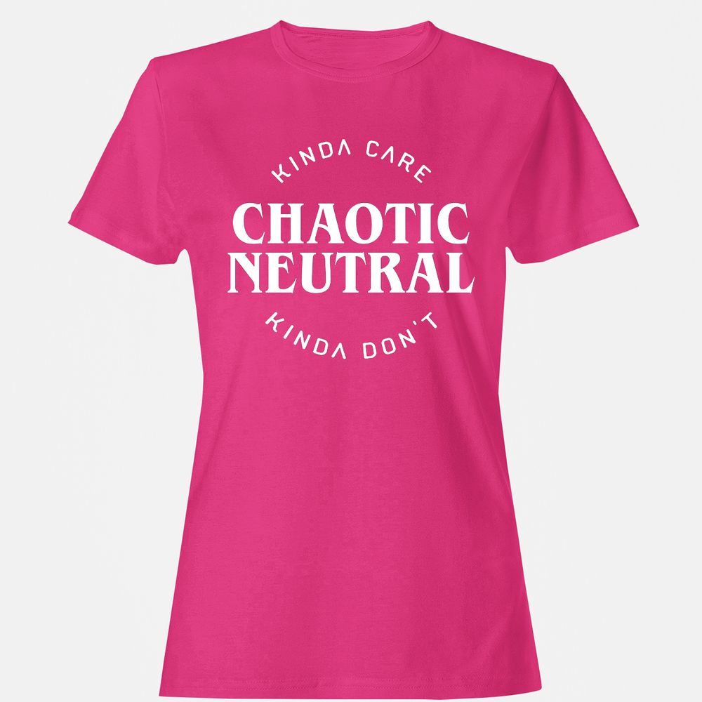 Chaotic Neutral Alignment Kinda Care Kinda Don't Women's T-Shirt - Heliconia - 6