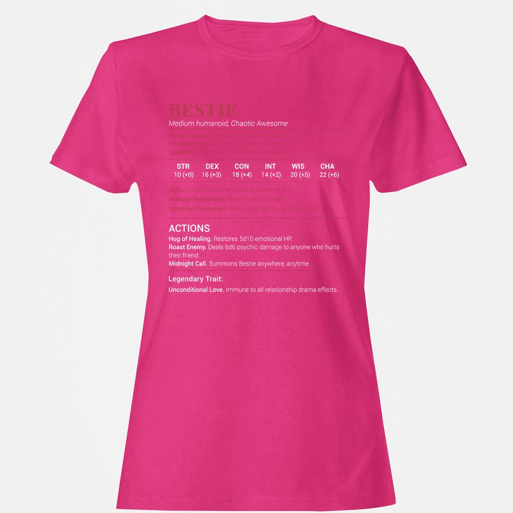 Bestie Stats Women's T-Shirt - Heliconia - 6