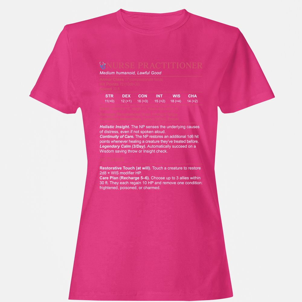 Nurse Practitioner Stats Women's T-Shirt - Heliconia - 6