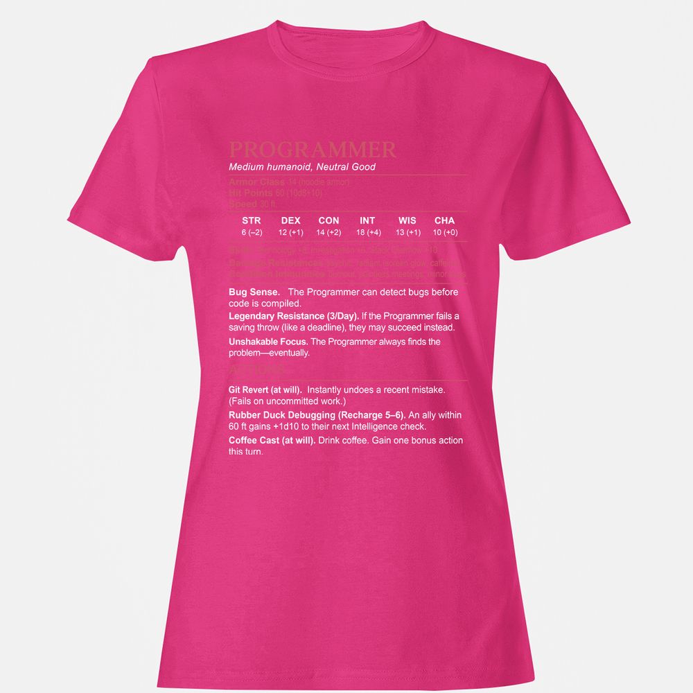 Programmer Stats Women's T-Shirt - Heliconia - 6
