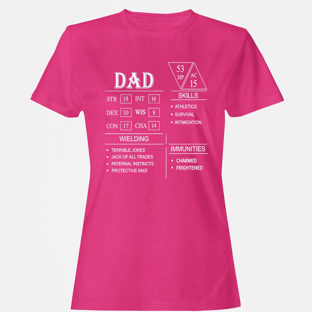 Dad Stat Block Women's T-Shirt - Heliconia - 6