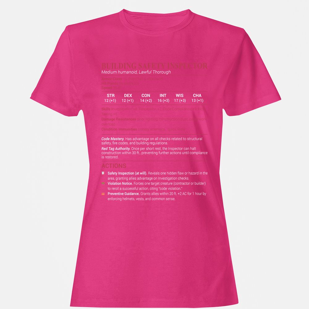 Building Safety Inspector Women's T-Shirt - Heliconia - 6
