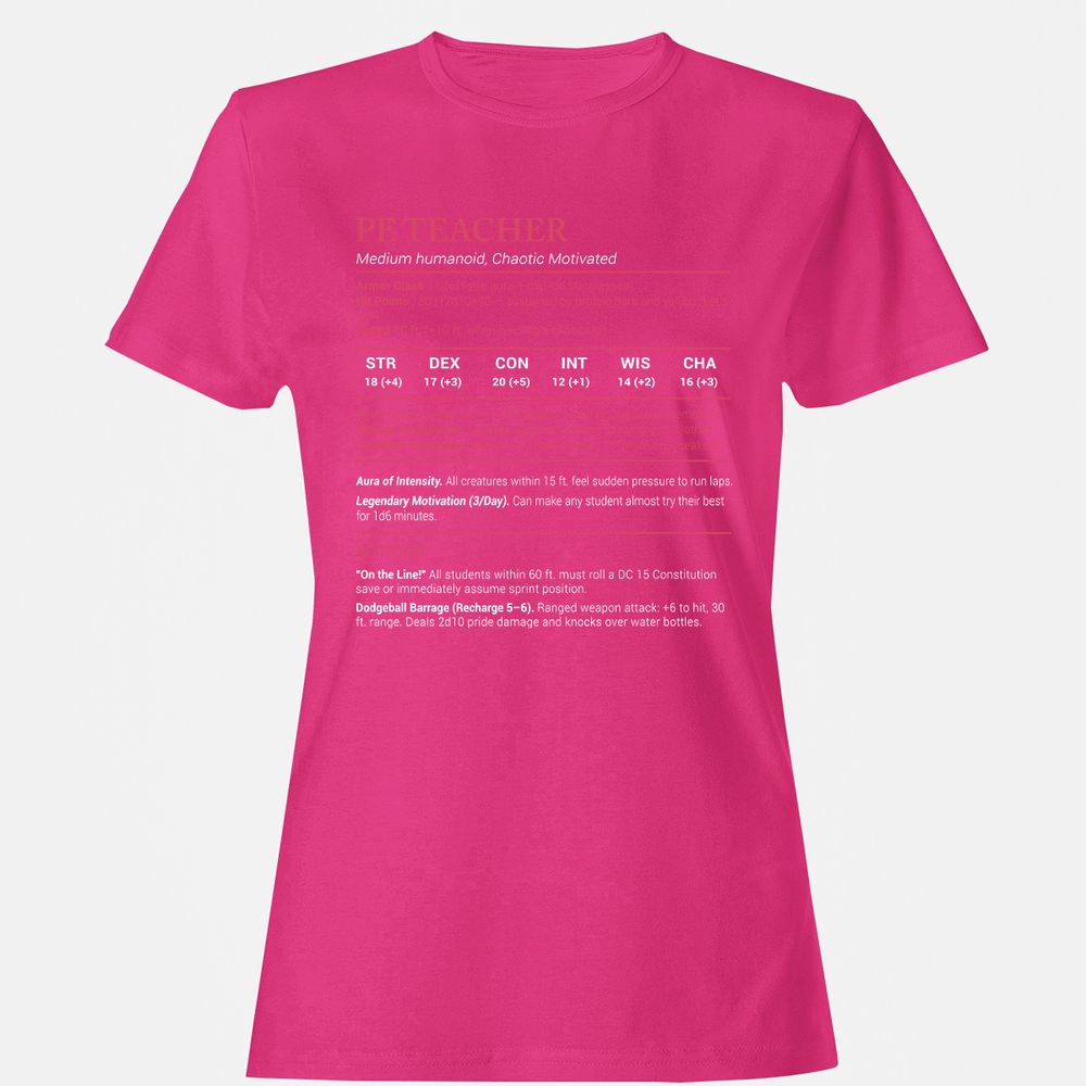 PE Teacher Stats Women's T-Shirt - Heliconia - 6