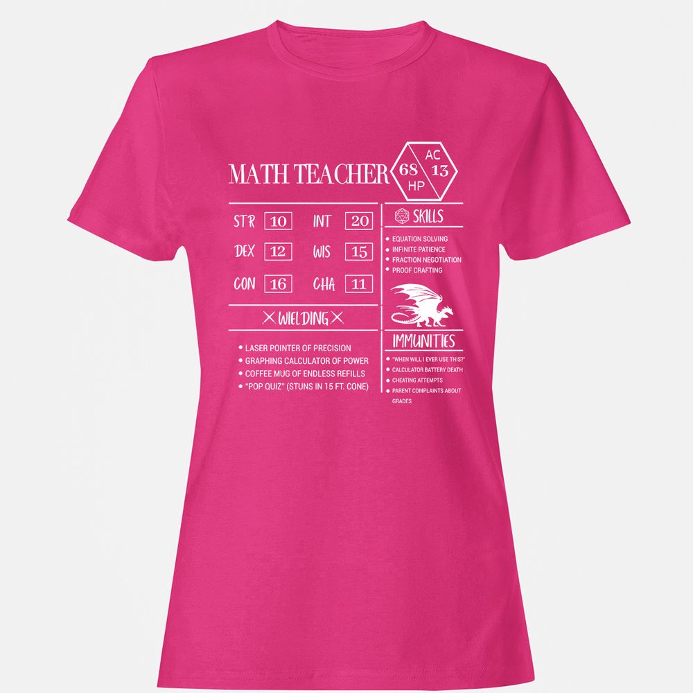 Math Teacher New Women's T-Shirt - Heliconia - 6