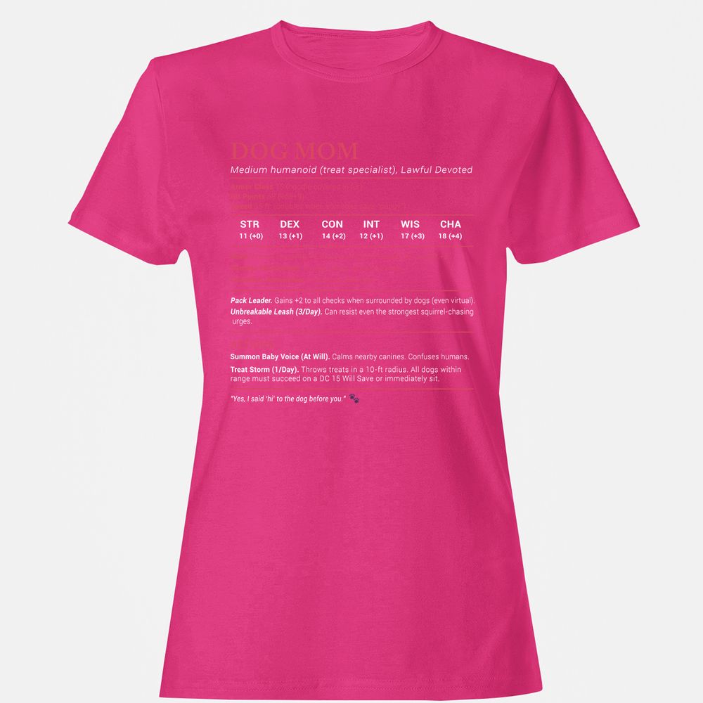 Dog Mom Stats Women's T-Shirt - Heliconia - 6