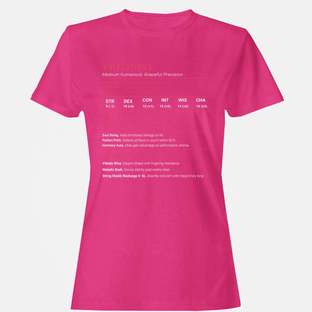 Violinist Stats Women's T-Shirt - Heliconia - 6