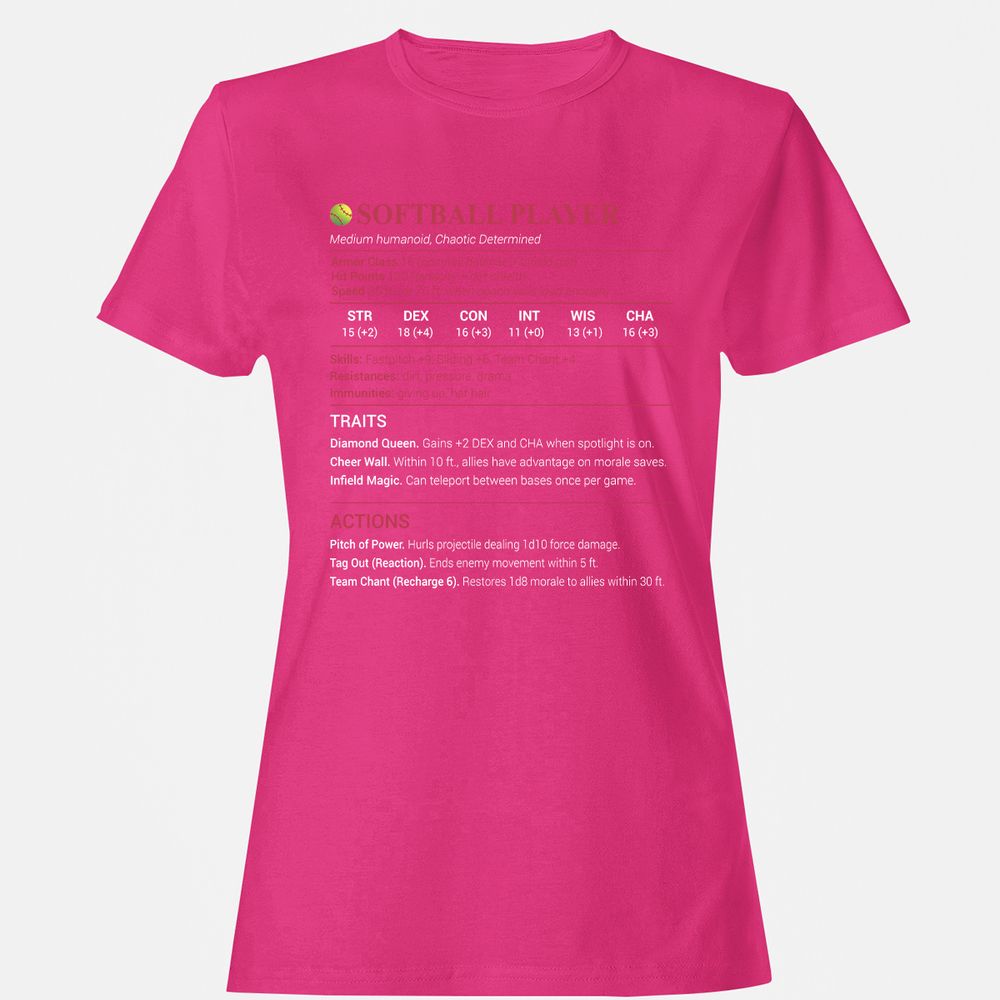 Softball Player Women's T-Shirt - Heliconia - 6