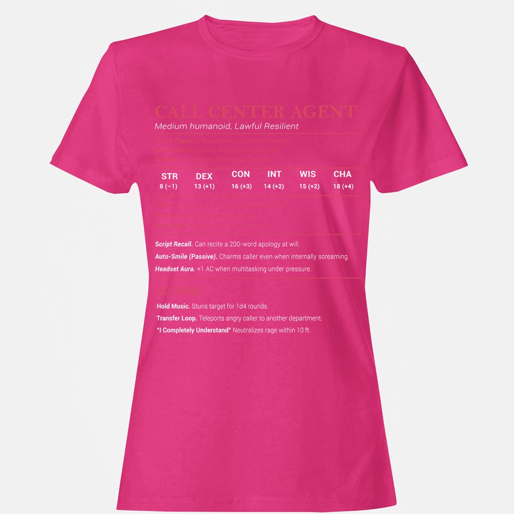 Call Center Agent Stats Women's T-Shirt - Heliconia - 6