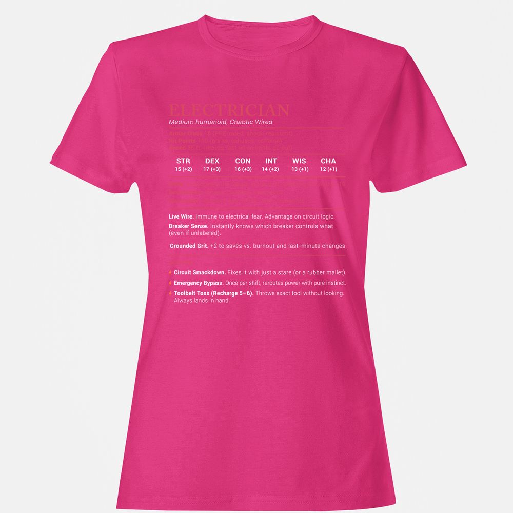 Electrician Stats Women's T-Shirt - Heliconia - 6