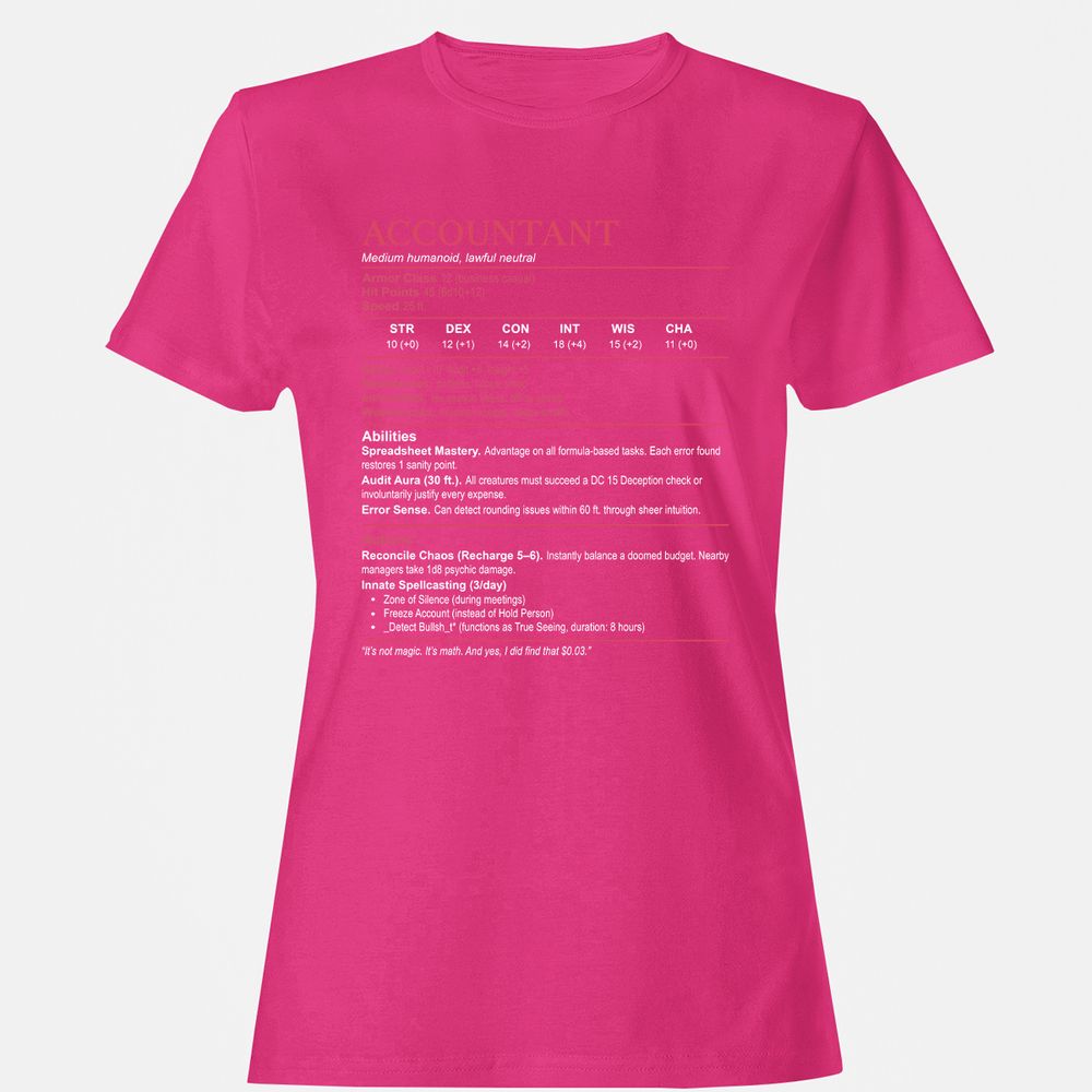 Accountant Stats Women's T-Shirt - Heliconia - 6