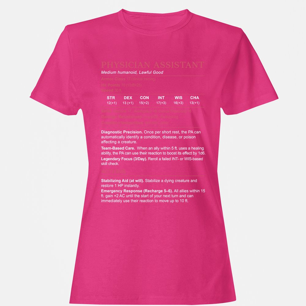 PHYSICIAN ASSISTANT Stats Women's T-Shirt - Heliconia - 6