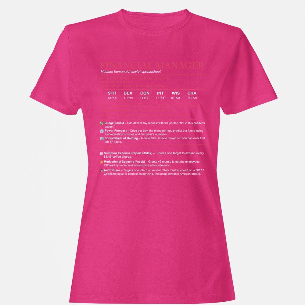 Financial Manager Stats Women's T-Shirt - Heliconia - 6