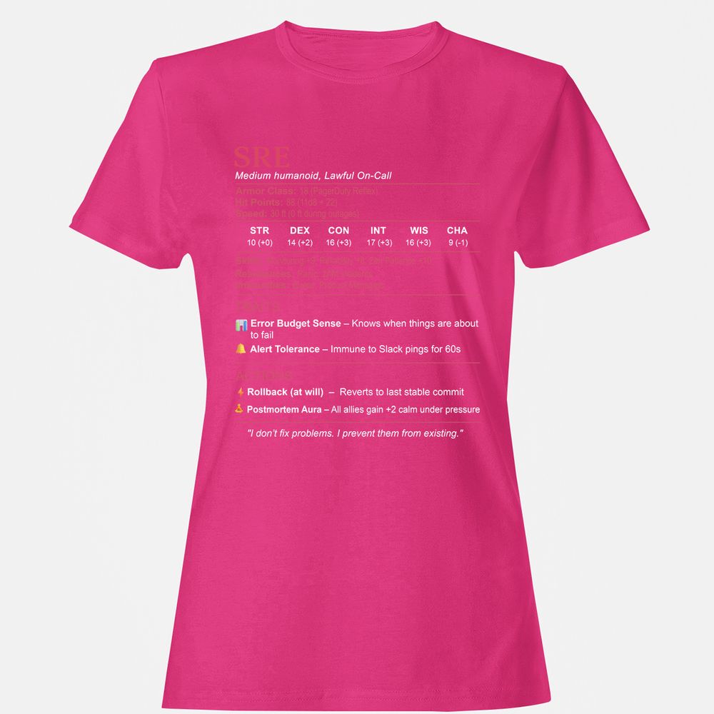 SRE Stats Women's T-Shirt - Heliconia - 6