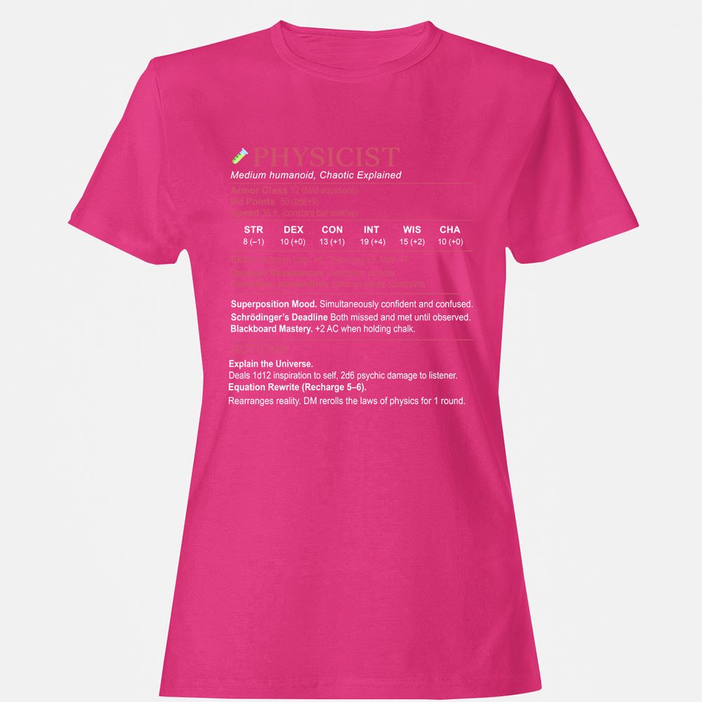 Physicist Stats Women's T-Shirt - Heliconia - 6