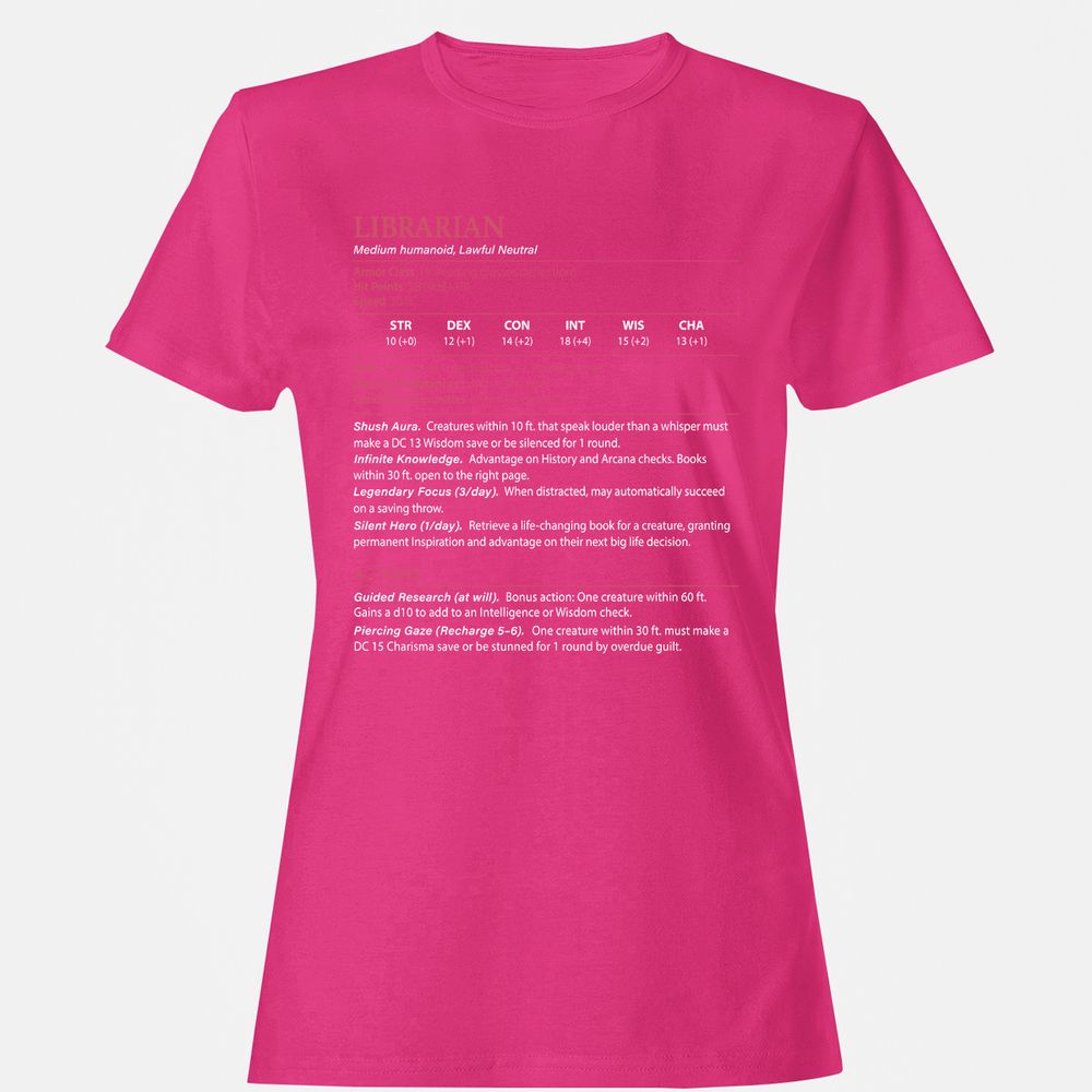 Librarian Stats Women's T-Shirt - Heliconia - 6